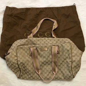 Gucci GG Pink and Gold Canvas Collapsible Duffle